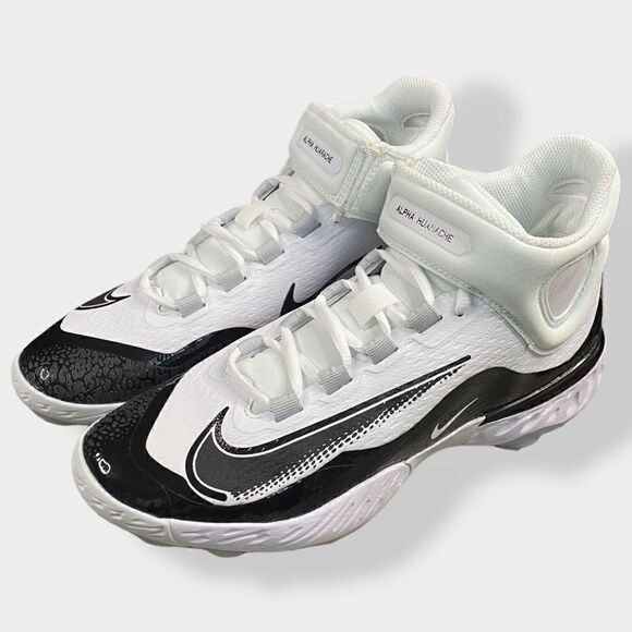 Nike Alpha Huarache Elite 4 Mid Mens Black Baseball Cleats FD2744-101 size 8 New - Picture 2 of 11